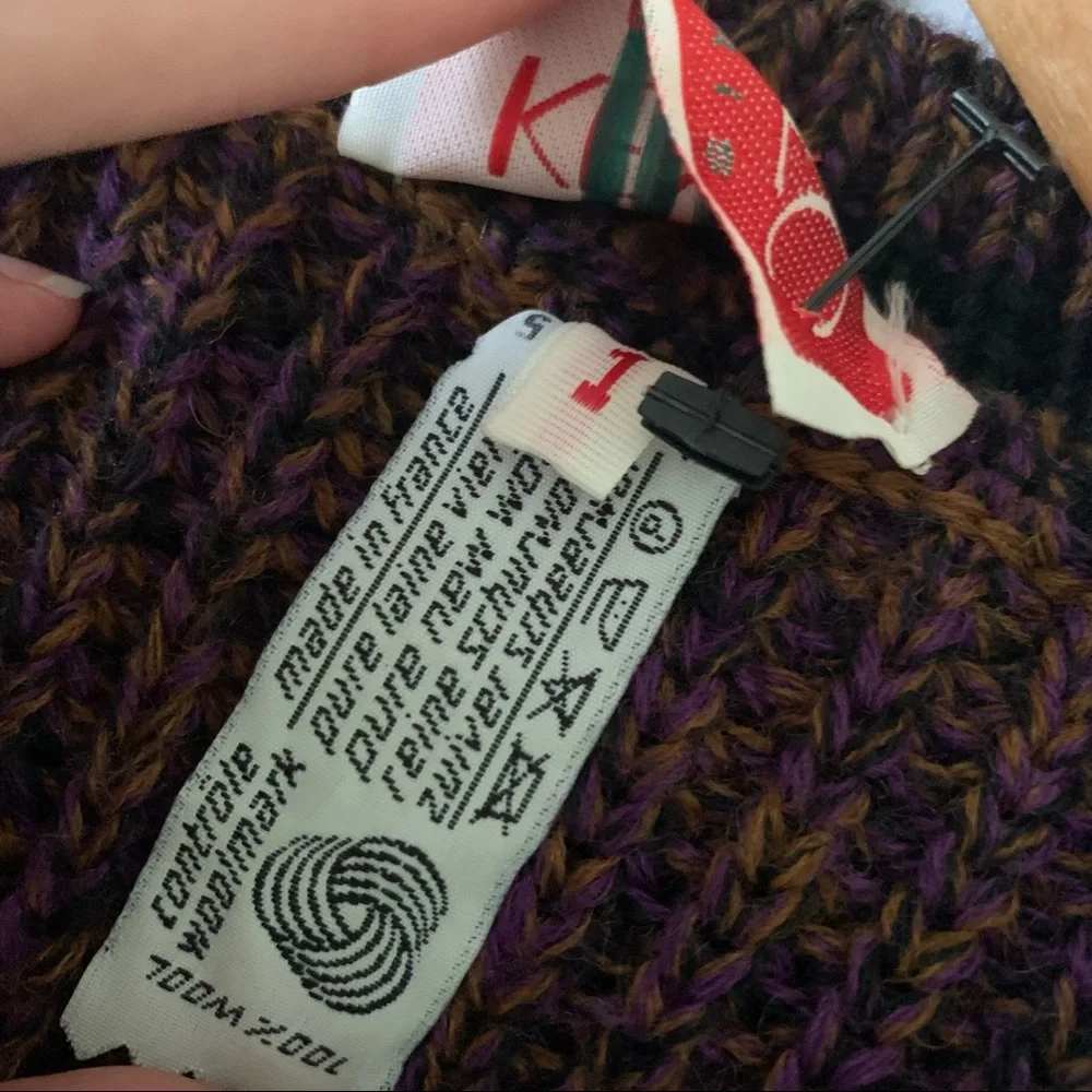 Vintage Kenzo Purple Cardigan Wool Grandpa Sweater - Picture 5 of 11